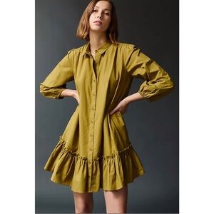 Anthropologie Mustard Long Sleeve Dress